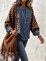 Boho Chic Bold Leopard-print Denim Shirt