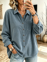 Camicia casual oversize abbottonata in velluto a coste