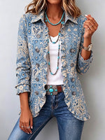 Bohemian Paisley Print Ruffled Linen-cotton Jacket