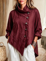 Chic Casual Asymmetric Button-front Top
