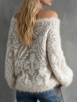 Elegant Fuzzy Off-the-shoulder Sweater