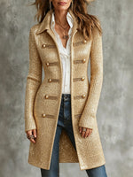 Cardigan lungo elegante lavorato a maglia a coste luccicanti