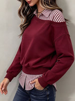 Sudadera casual de algodón con panel de rayas (estilo de capas sintéticas)