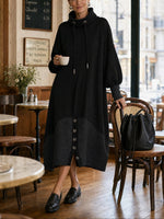 Abito felpa lungo color block a righe casual con collo alto
