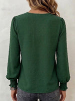 V-neck Long-sleeve Shirt With Lace Jacquard And Elastic Cuffs