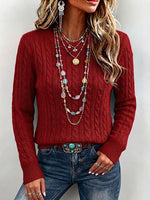 Cozy Classic Solid Cable-knit Crewneck Sweater