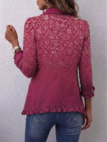 Boho-style Vintage Floral Print Ruffled Jacket