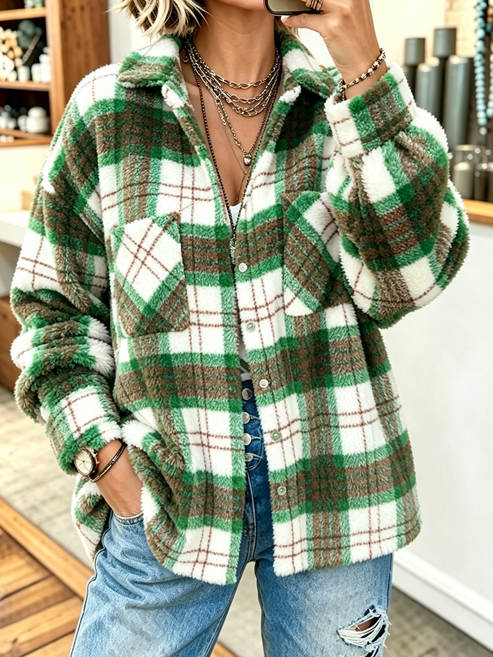 Cozy Oversized Plaid Fleece Shacket