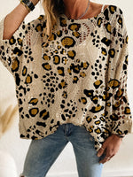 Boho Leopard Print Knit Pullover