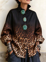 Camicia oversize da donna con stampa leopardata Ombre.