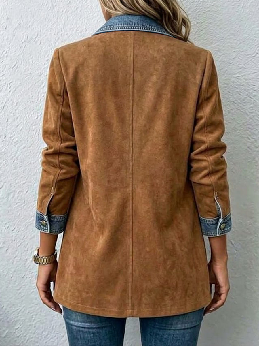 Blazer vaquero informal con paneles de ante sintético