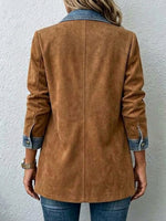 Blazer vaquero informal con paneles de ante sintético
