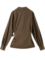 Camicia in cotone stile avvolgente con lacci casual chic