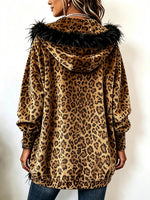 Cozy Feather Trim Leopard Velvet Cardigan