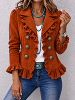 Blazer vintage in tessuto scamosciato con volant