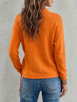Asymmetric-button, Waist-cinching Tie-detail Knit Top