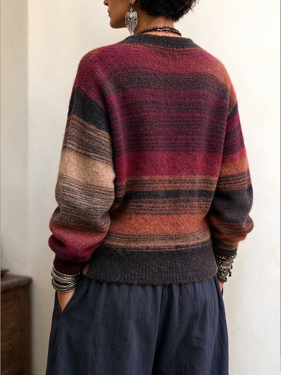 Jersey cruzado de rayas multicolor Boho Chic