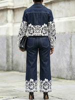 Chic Lace-print Jeans