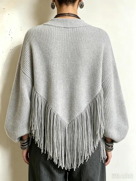 Strukturierter Strick-Cardigan mit Fransensaum