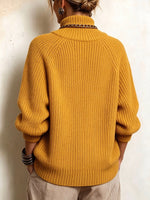 Komforta Buton-Akcentita Ribbed Trikita Svetero