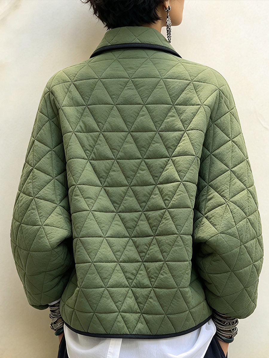 Chaqueta informal de algodón con acolchado geométrico