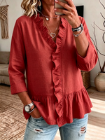 Women's Long-sleeve Ruffled Blouse