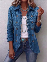Boho-style Vintage Floral Print Ruffled Jacket