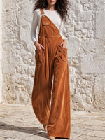 Casual Corduroy Wide-leg Overalls