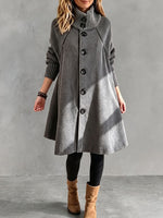 Women's Solid-color Turtleneck Long-sleeve Loose-fit Casual Wool-blend Coat