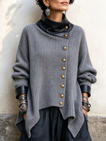 Gemütliche, stilvolle Strickjacke aus Kunstleder