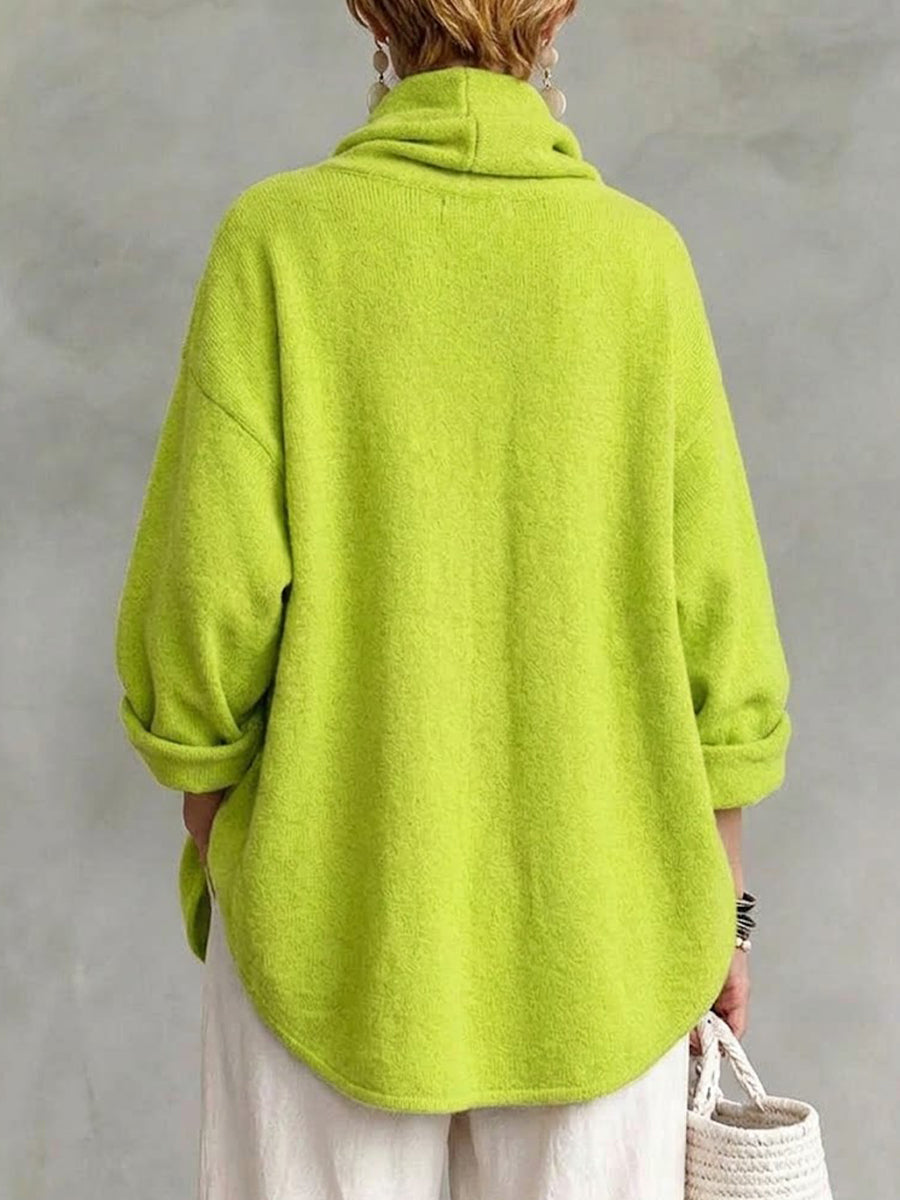 Cardigan in maglia stile avvolgente con collo ad anello e orlo ondulato