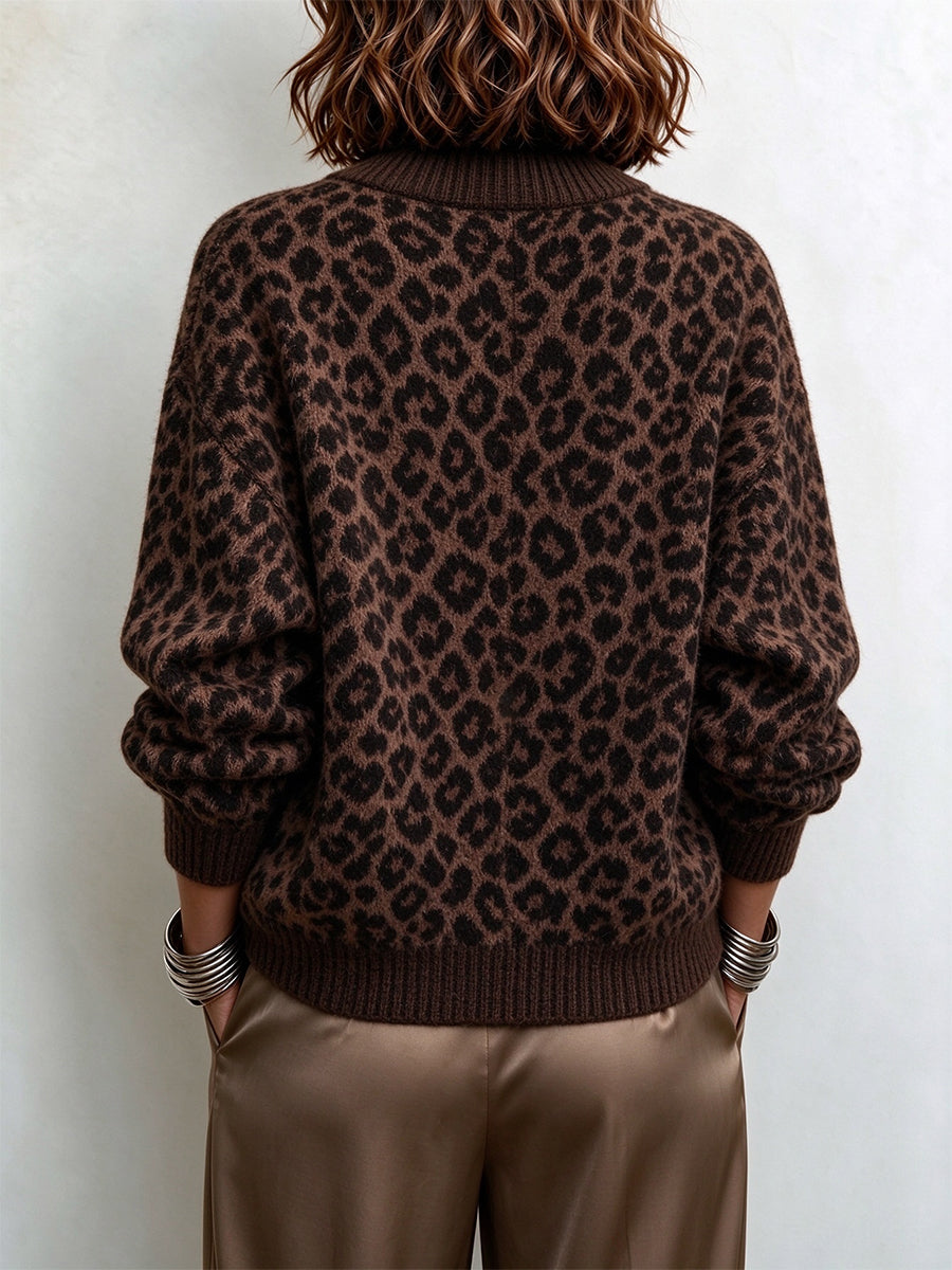 Cardigan in maglia con stampa leopardata audace