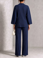 Sophisticated Navy Pleated Two-Piece Set
