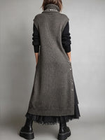 Elegant Ribbed Knit Side-Button Turtleneck Tunic