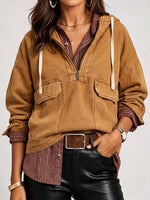 Women's Cardigan Collar Long Sleeve Casual Loose Hooded Pullover