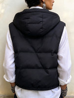 Casual Hooded Asymmetric Quilted Cotton Vest