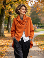 Chaqueta estilo suéter con cremallera asimétrica naranja urbana elegante