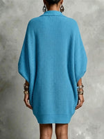 Relaxed-fit Ribbed Knit Dress With Batwing Sleeves