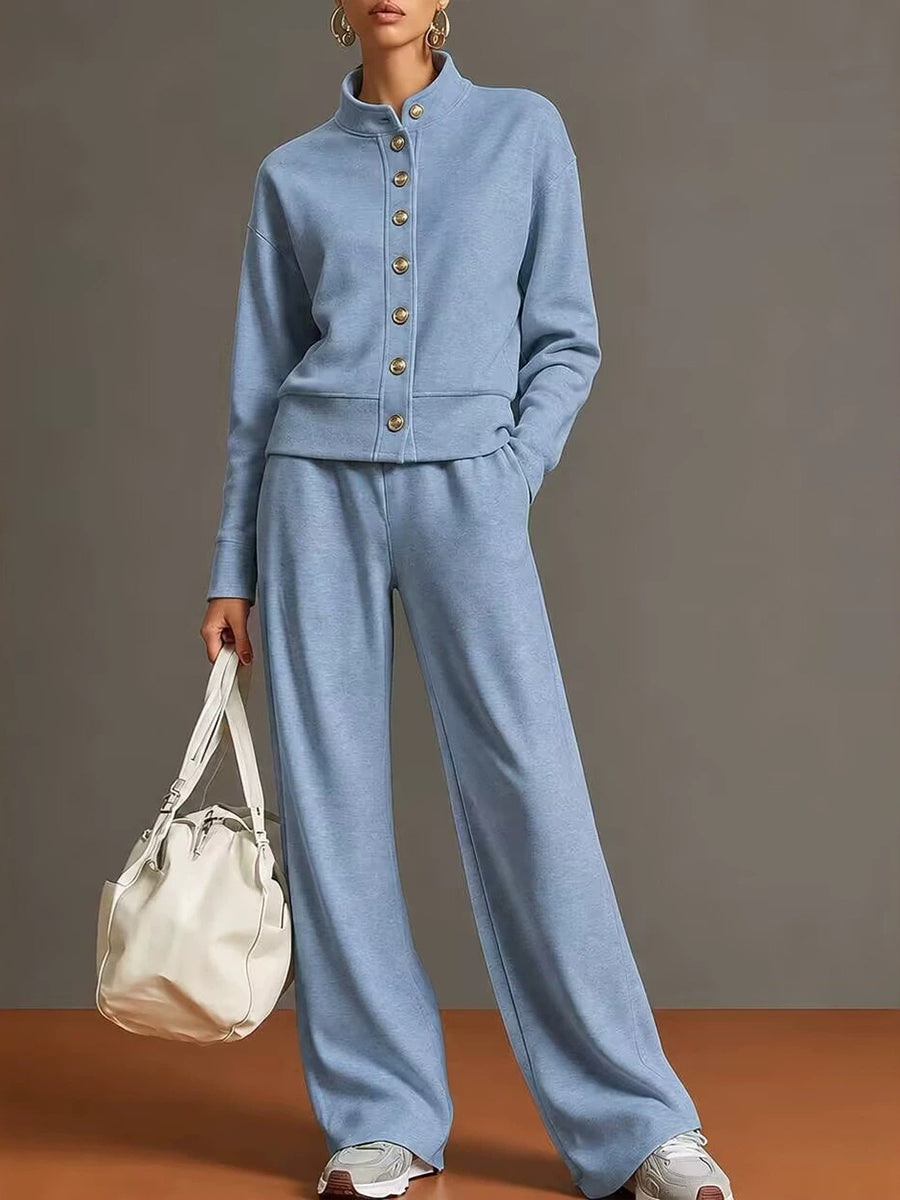 Casual And Comfortable Cotton Sweatshirt Cardigan And Pants Two-piece Set