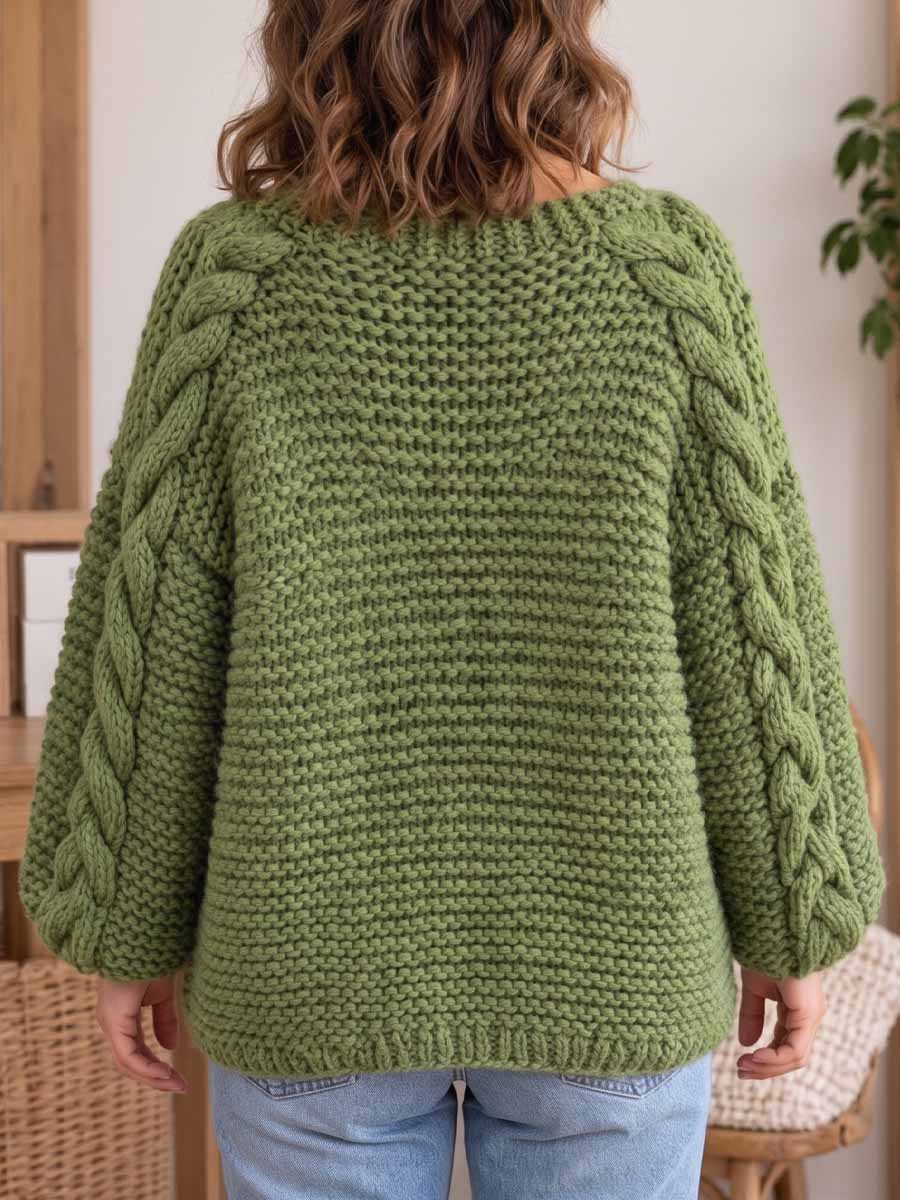 Cardigan in maglia ampio casual a maniche lunghe tinta unita da donna