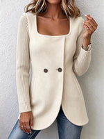 Cozy Double-breasted Square Neck Woolen Jacket