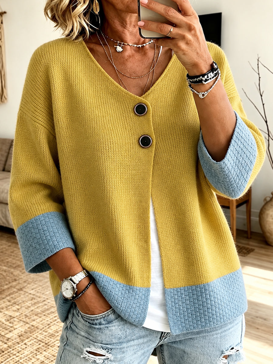 Cardigan in maglia a blocchi di colore
