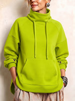 Schickes Sweatshirt mit Wasserfallausschnitt und Kordelzugtaschen