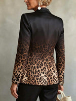 Virina Ombre Leoparda Presaĵo Ununura Butono Tajlita Blazero.