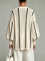 Effortless Striped Pointelle Knit Sweater