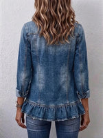 Ruffle Washed Denim Jacket