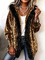 Cozy Feather Trim Leopard Velvet Cardigan