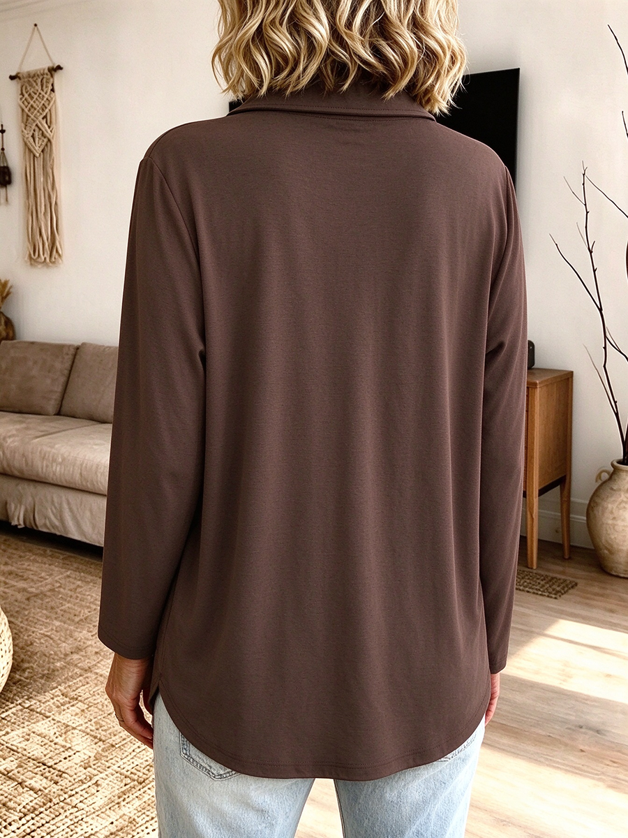 Top in cotone con colletto a bavero elegante e accogliente