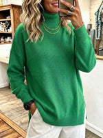 Jersey de punto holgado con cuello alto y abertura lateral