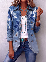 Boho-chic Vintage-inspired Floral Ruffle Jacket